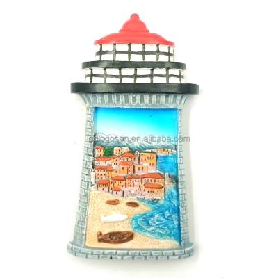 China 3D Lighthouse Fridge Magnet Seaside Beacon Sign Nickel Free Souvenirs Hosts Custom 3D Polyresin Magnet for sale