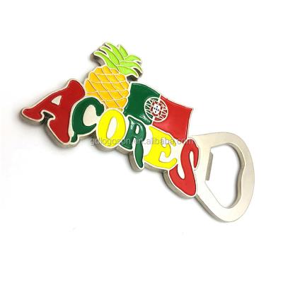 China Viable Hot Personalized Selling Metal Fruit Style Souvenir Bottle Opener Enamel Pineapple Beer Opener Magnet for sale