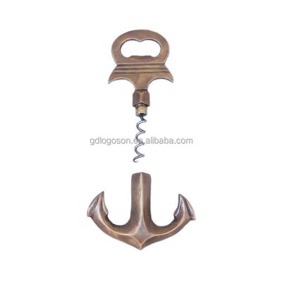 China Brass/Chrome Multi Tool Anchor Form Cork Screw Openers Nautical Anchor Corkscrew Bottle Opener for sale