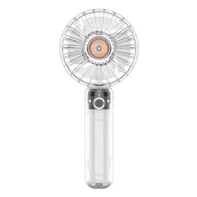 China 2022 Clear Shell Mini Hand Held Electric Fan USB Mini Shell Fan RUINUOKAI Transparent Factory New Design With Night Cool Lamp For Outdoor for sale