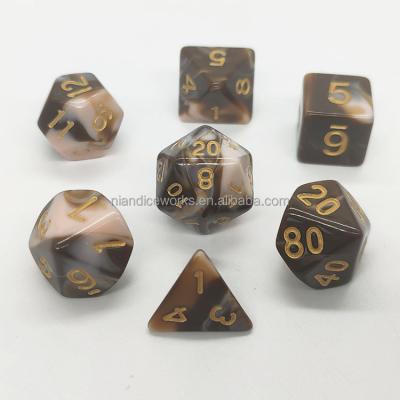 China DND /RPG Games Nian Diceworks Two Color Chocolate Design Plastic Dice Set with Dice Tower for Dice Game for sale