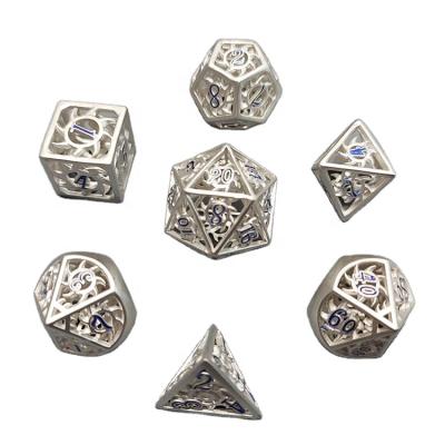 China Factory Price Cavity Dragon Hollow Dice For DND RPG Game Brass Hollow Dice Set for sale