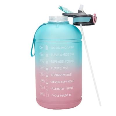 China New 3.78L Viable Tumbler Gradient Straw Sports Kettle Outdoor Fitness Sports Cups with Time Point Tumblers for sale