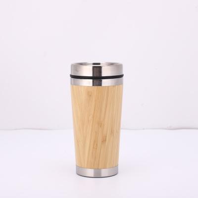 China PORTABLE Wooden Coffee Mug Stainless Steel Travel Insulated Bamboo Mug With Lid Cool Coffee Mugs for sale