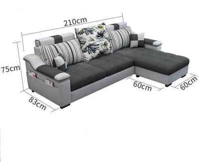 China Modular With Multi Functional Double Color Fabric Sofa Set Furniture Living Room Modern Sofas L Shape for sale