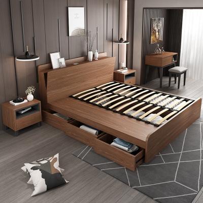 China Simple Stylish Modern Wood Bed Bedroom Multifunctional Tatami Storage Massage Bed Smart Bed With USB Charging for sale