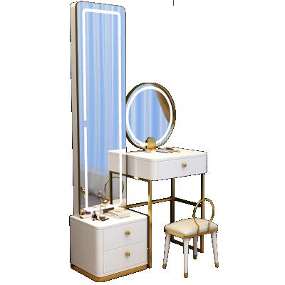 China Luxury Extendable Makeup Table Set With Mirror Wooden Dressing Table With Integral Mirror And Stool for sale