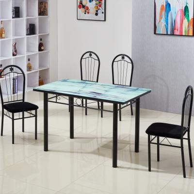 China Hot Selling Adjustable Cheap Dining Room Furniture Glass Dining Table 4 Chairs (Others), 6 Chair Table Set for sale