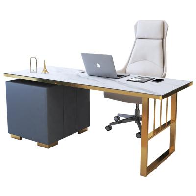 China High Quality Office Stainless Steel Writing Desk With Marble Top For Home for sale