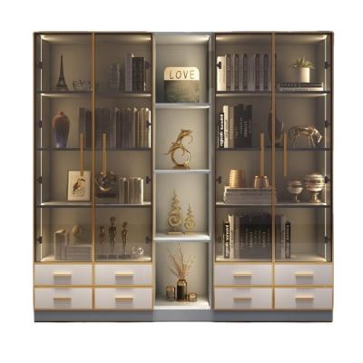 China Simple Modern Luxury Glass Floor Storage Cabinet Bookcase Bedroom Storage Door Storage And Light Weight With Door Bookshelf Wall Bookcase Full for sale