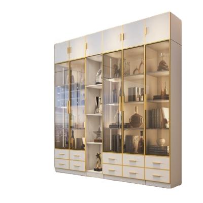 China Luxury Glass Door Display Cabinet Living Room Glass Cabinet for sale