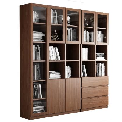 China Luxury Wooden Book Shelves Book Shelves Walnut Cube Bookcase Cabinet Display Door 2 for sale