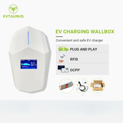 China Surge Protection EVTAURUS 32A 22kw Electric Car Charger OCPP 1.6 4G LAN Ev Charging Pile With Type - 2 Plug for sale