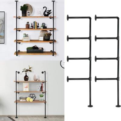 China Antique Industrial Wooden Single Shelf Furniture Industrial Style Iron Pipe Floating Diy Wall Mounted Hanging Shelf for sale