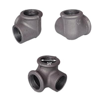 China Pipe Lines Connect 0.75 Inch Gray Three Way, Malleable Iron Pipe Fittings for sale