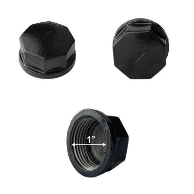 China Pipe Lines Connect 1 Inch Black Cap , Malleable Iron Pipe Fittings for sale