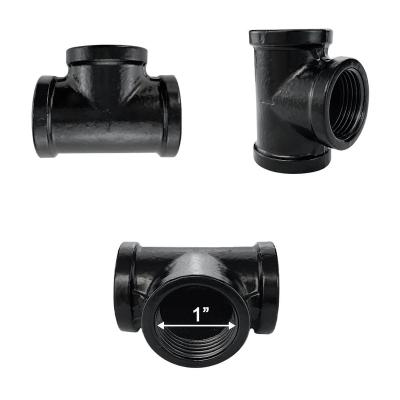 China Pipe Lines Connect 1 Inch Black Tee , Malleable Iron Pipe Fittings for sale