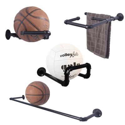 China Industrial Single Layer Basketball Display Stand, Pipe Football Volleyball Wall Rack, Ball Storage Rack for sale