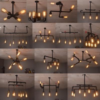 China Retro Industrial Style Wrought Iron Tube Chandelier, Rustic Chandelier Attic Chandelier Tube Light for sale