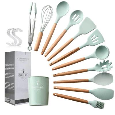 China QIAN HU Amazon Success Sustainable Kitchen Utensils Silicone Set Spatula 12pcs Nonstick Cooking Tools Silicone Kitchen Utensil Set for sale