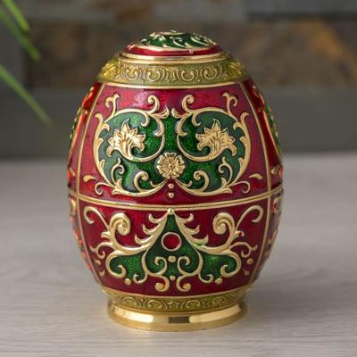 China QIAN HU Vintage European Style Metal Viable Toothpick Dispenser Holder Egg Shape Automatic Retractable Toothpick Storage Box for sale