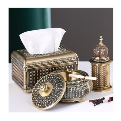 China Vintage QIAN HU luxury classy luxury extraction paper box European retro tissue box for living room coffee table KTV bar car for sale