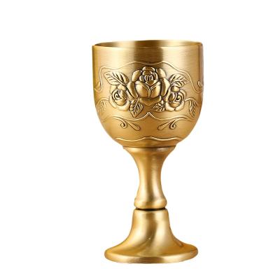 China Creative QIAN HU Wine Glass Sippy Cup Home Decoration Retro Cocktail Reusable Brass Tumbler Cups for sale