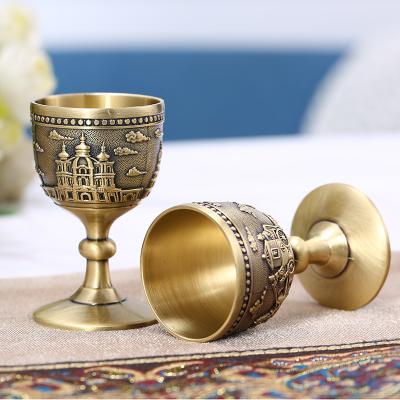 China Creative QIAN HU Wine Glass Sippy Cup Home Decoration Retro Cocktail Reusable Brass Tumbler Cups for sale