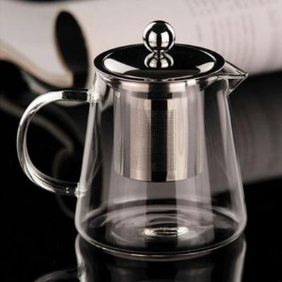 China WITH LID factory direct Turkish clear teapot glass teapot heat resistant with stainless steel liner filter for one for sale