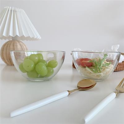 China QIAN HU Amazon Viable Hot Selling 2 Pack Heat Resistant Transparent Clear High Borosilicate Glass Dinnerware Sets For Noodle And Salad for sale