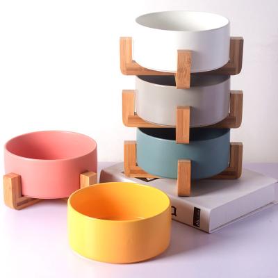 China QIAN HU Amazon Sustainable Hot Selling Colorful Ceramic Nordic Pet Food And Water Bowls For Pets for sale