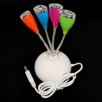 China USB 2.0 Hub Mini Flower Shape 4 USB Port HUB 2.0 With LED Light for sale