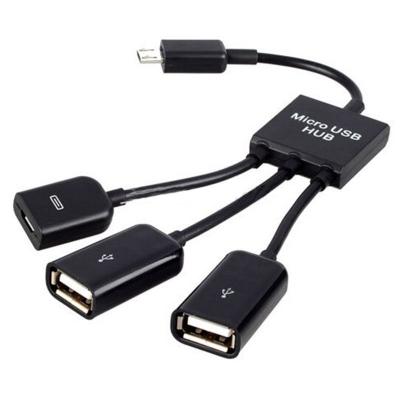 China Mobile Devices 3 .desk Computer In 1 Micro Usb Host OTG 4 Port Hub Adapter Cable With Power for sale