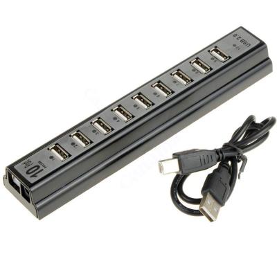 China Connect New Long Band To Light 10 Ports 480Mbps USB HUB 2.0 High Speed ​​USB Hub With Adapter for sale