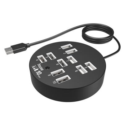 China ABS High Speed ​​10ports USB 2.0 HUB Round Ten USB 2.0 Ports HUB For PC And Laptop for sale