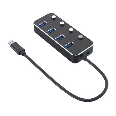 China Multiple Insurance Commercial Computers Vendor Electrical Switches 4 Ports Individual USB 3.0 Hub With Led Lights for sale