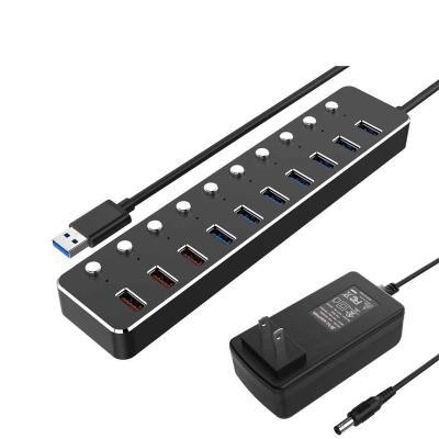 China Fast Charging Hub Aluminum USB 3.0 Fast Charging Power Adapter 10 Ports USB HUB for sale