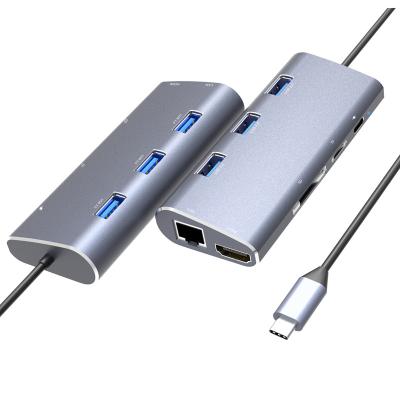 China USB 3.1 8 in 1 USB3.1 hub with HDM1 4K, 3 USB3.0 port, SD/MicroSD card reader for Mac Pro 2016 for sale