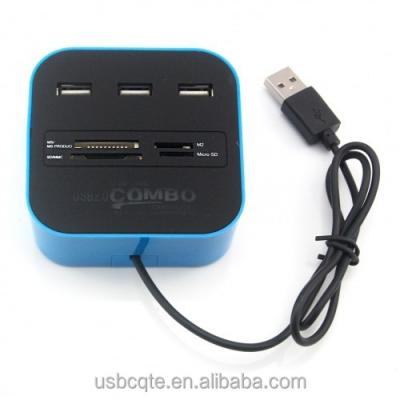 China 3 Portable USB Port Hub 2.0 With Multi Function Card Reader For SD/TF/MMC/M2/MS/MP High Speed ​​USB Hubs for sale