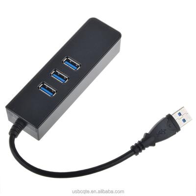 China Desktop Multi Function 3 USB 3.0 Port Hub To Gigabit Lan Card Adapter With Hub for sale