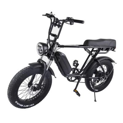 China Ebike 1000w Fat Tire Steel Or Aluminum Retro Suspension Full Seat Long Electric Bike for sale