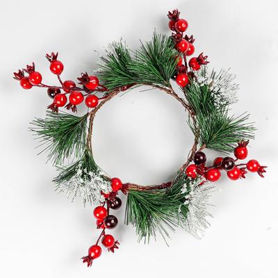 China Christmas Decorations Simulation Factory Christmas Wreath Front Door Wreath PVC Pine Needle Wreath for sale