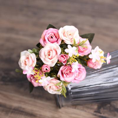 China Wedding /Home Decoration Wedding Hotel Bouquet Rose Silk Flowers Factory Wholesale Small Home Decoration Faux Flowers for sale