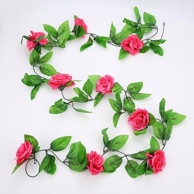 China Wedding /Home Decoration Wholesale Price Artificial Silk Flower Vine Water Pipe Wedding Arch Winding Decoration Rose Flower Vine for sale