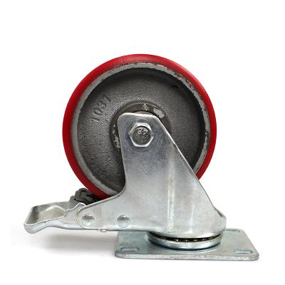 China Others 4 Inch Medium Duty Plate Iron Core TPU Casters With Brake for sale