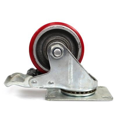 China Other 3 Inch Medium Duty Plate Iron Core TPU Casters With Brake for sale