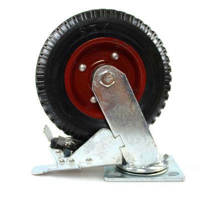 China 8 Inch Flat Plate Rigid Heavy Duty Iron Core Beacon Casters With Brake for sale