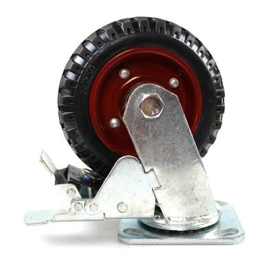 China 6 Inch Flat Plate Rigid Heavy Duty Iron Core Beacon Casters With Brake for sale