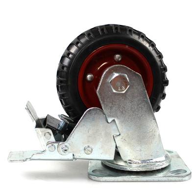 China 5 Inch Flat Plate Rigid Heavy Duty Iron Core Beacon Casters With Brake for sale