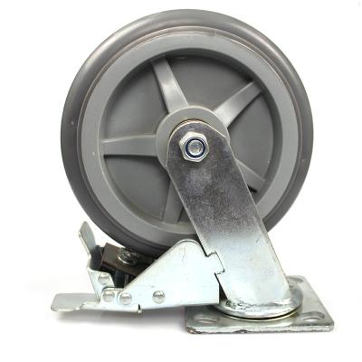 China Other 8 Inch Heavy Duty Plate Mute TPR Arc Casters With Brake for sale